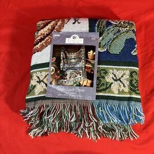 Vtg 1990s Walmart Jubilee Tapestry Throw / Seed Labels / 46" x 60" / Made in USA